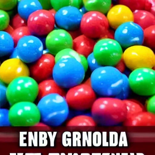 Image similar to every time grandma opens her mouth, gumballs come pouring out... just absolutely tumbling everywhere. No doctor has been able to tell us why