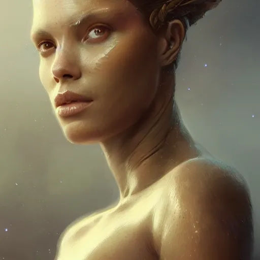 Image similar to a beautiful portrait of a goddess with transparent skin by greg rutkowski and raymond swanland, trending on artstation, ultra realistic digital art