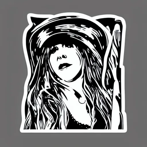 Image similar to stevie nicks playing guitar and singing, sticker - art, svg vector, adobe - illustrator