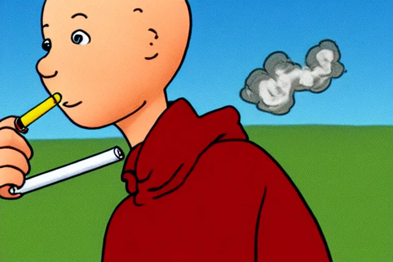 Image similar to Caillou smoking a cigarette