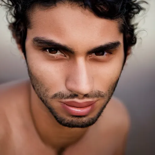 Prompt: portrait of a beautiful light complexion Colombian male model By Emmanuel Lubezki