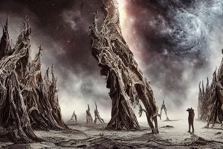 Image similar to the end of the universe, big crunch, end times apocalypse y yjessica rossier and hr giger