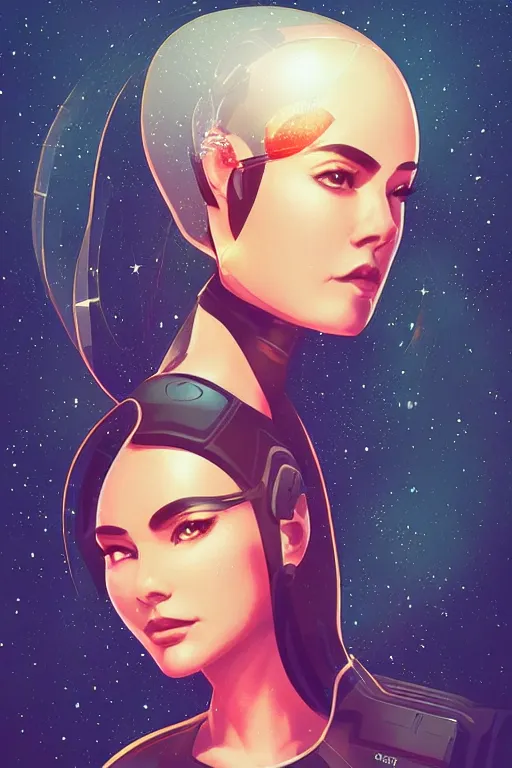 Prompt: lighting, a simple vector based illustration of a beautiful female space solder, by ross tran, artgerm, surrealism