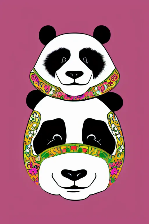 Image similar to Portrait of a panda as a Mexican wrestler, sticker, colorful, illustration, highly detailed, simple, smooth and clean vector curves, no jagged lines, vector art, smooth