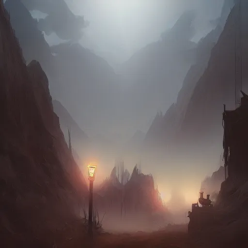 Image similar to deep dark fog of the west, trending on artstation, hiroaki tsutsumi style