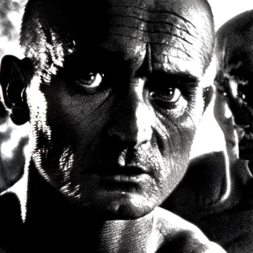 Image similar to a still from the movie Apocalypse now, cinematic lighting, gritty, detailed faces