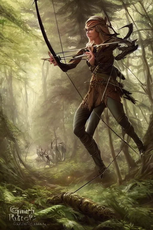 Prompt: elven archer in a forest glade, highly detailed, d & d, fantasy, portrait, highly detailed, headshot, digital painting, trending on artstation, concept art, sharp focus, illustration, art by artgerm and greg rutkowski and magali villeneuve