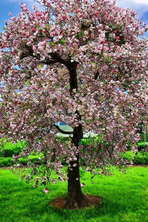 Image similar to beautiful detailed apple tree in a lush garden