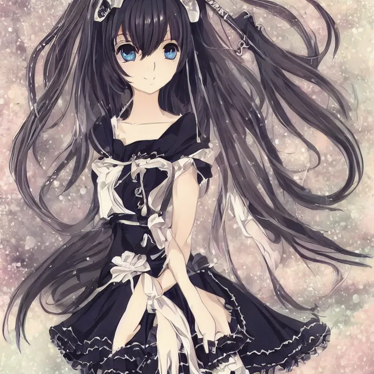 Image similar to beautiful illustration of anime maid, stunning and rich detail, pretty face and eyes