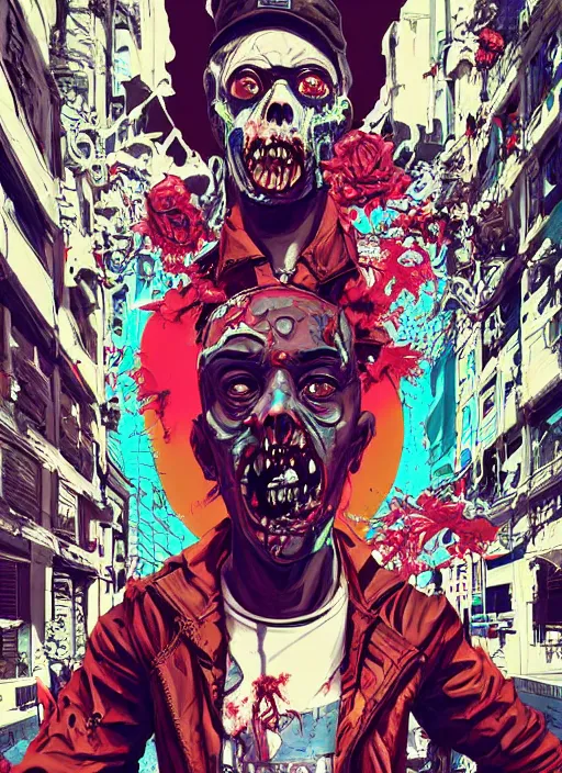 Image similar to zombie full body male modeling hiphop streetwear drip, tristan eaton, victo ngai, artgerm, rhads, ross draws