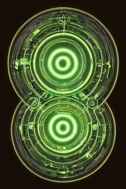 Image similar to intricate glowing tech circles