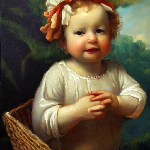 Image similar to baby Einstein in style of Dutch Masters, high quality, oil painting