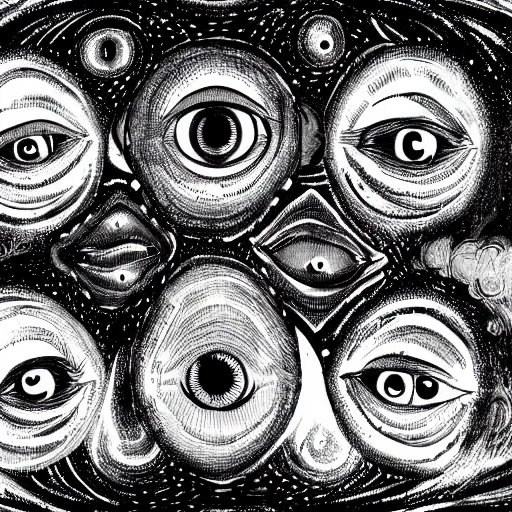 Prompt: Illustration of the sky with many eyes looking at us