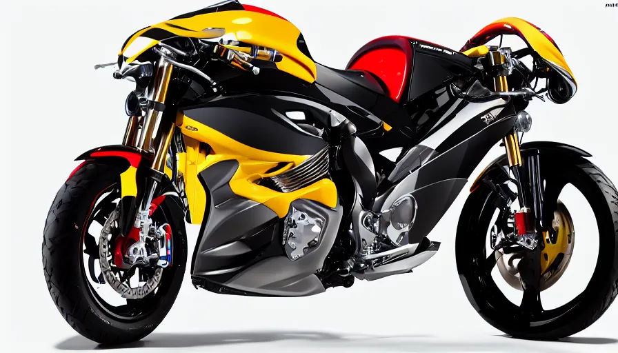 Prompt: side view of modern motocycle, futuristic, concept, gt, speed, colorfull, product shot, studio light, technology