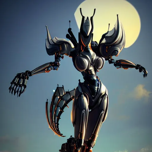 Image similar to looking up at a highly detailed 300 foot tall giant exquisite beautiful female warframe, as an anthropomorphic robot dragon, posing elegantly over your tiny form, detailed legs looming over you, camera on the ground, at the beach on a sunset, sleek streamlined design, streamlined matte black armor, sharp detailed claws, detailed sharp robot dragon feet, worms eye view, giantess shot, upward shot, ground view shot, leg shot, front shot, cinematic shot, high quality warframe fanart, captura, realistic, professional digital art, high end digital art, furry art, giantess art, anthro art, DeviantArt, artstation, Furaffinity, 8k HD render, epic lighting