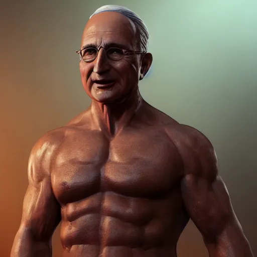 Image similar to harry truman as an amazon warrior, muscles, muscles, 4 k, octane render, volumetric lighting, unreal engine, raytacing