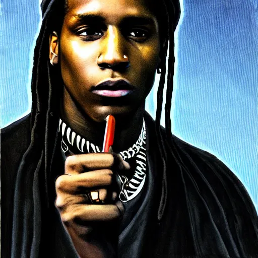 Prompt: asap rocky in the style of keith thompson, magic the gathering art, detailed portrait