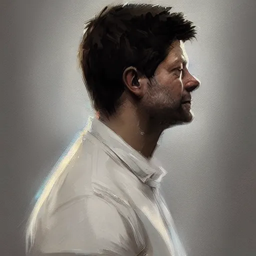 Prompt: “ portrait of misha collins by greg rutkowski, young, attractive, highly detailed portrait, scifi, digital painting, artstation, concept art, smooth, sharp foccus ilustration, artstation hq ”