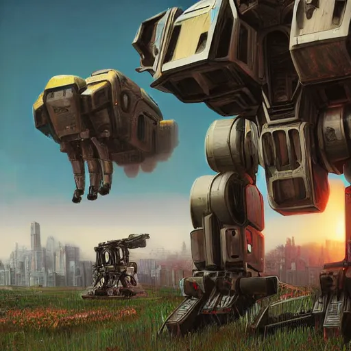 Image similar to atlas mech of mechwarrior by Simon Stålenhag, photorealistic