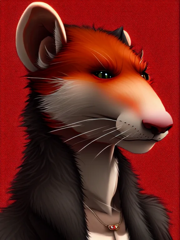 Image similar to furry - male - red - black - weasel - detective - fursona uhd ue 5 visual novel expressions, photorealistic, trending on weasyl