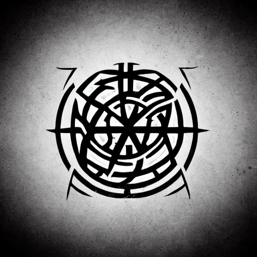 Prompt: AO anarchy symbol, graphic design, logo, black and white, occult