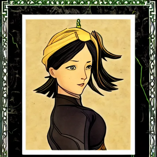 Image similar to art nouveau portrait of toph beifong