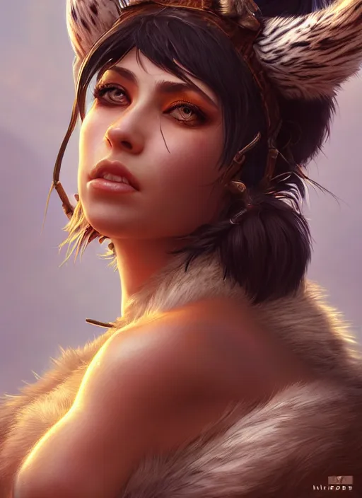 Prompt: nidalee, au naturel, hyper detailed, digital art, trending in artstation, with a tiger, cinematic lighting, studio quality, smooth render, unreal engine 5 rendered, octane rendered, art style by klimt and nixeu and ian sprigger and wlop and krenz cushart
