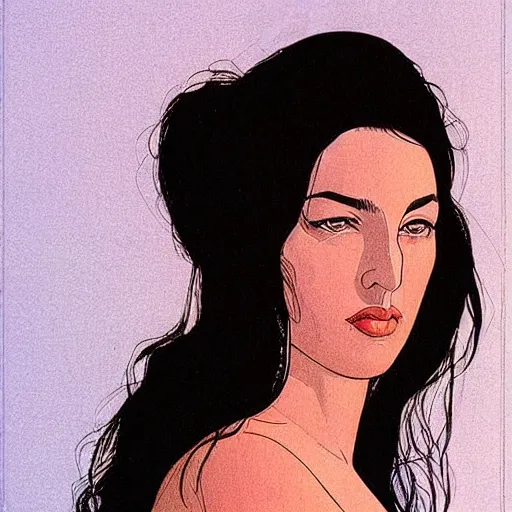 Image similar to “ monica bellucci retro minimalist portrait by jean giraud, moebius starwatcher comic, 8 k ”