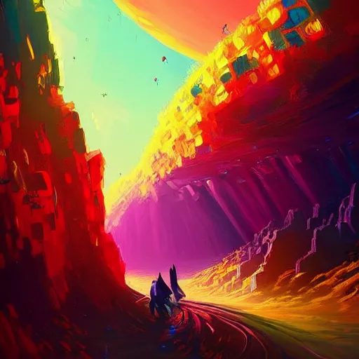 Image similar to a beautiful and vivid and colorful andreas rocha and alena aenami fantasy sci - fi acrylic paint illustration. a warp drive reaching infinite density. trending on artstation