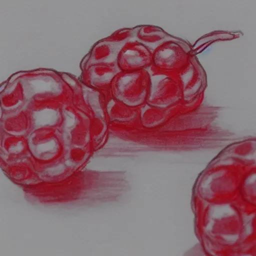 Image similar to professional ink pen sketch of a close-up raspberry