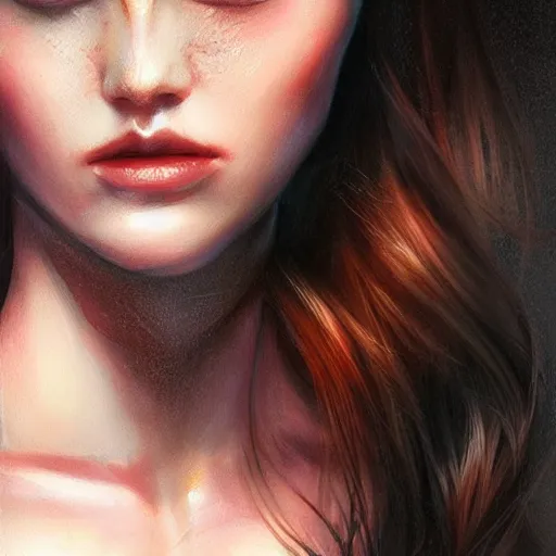 Prompt: half - electric striking woman, cute - fine - face, pretty face, oil slick hair, realistic shaded perfect face, extremely fine details, realistic shaded lighting, dynamic background, artgerm, 8 k ultra realistic, highly detailed, kan liu