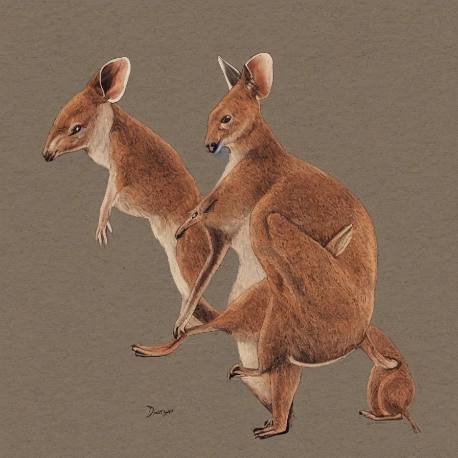 Prompt: t-shirt design of a kangaroo, by Denise Prandin