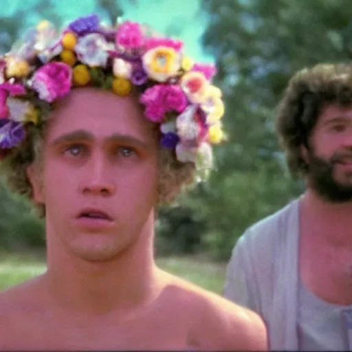 Image similar to vhs 1 9 8 0 s footage of a scene from the movie midsommar