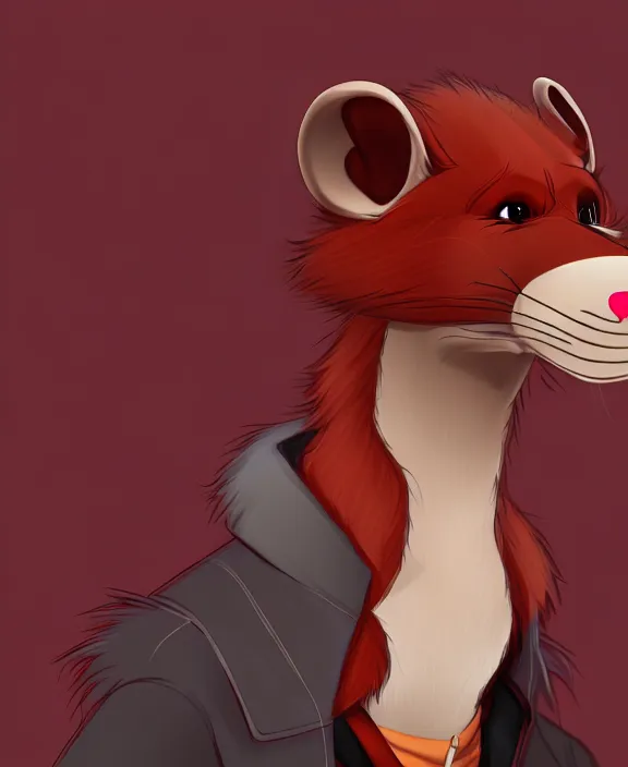 Image similar to furry - male - red - black - weasel - detective - fursona uhd ue 5 visual novel expressions, photorealistic, trending on weasyl