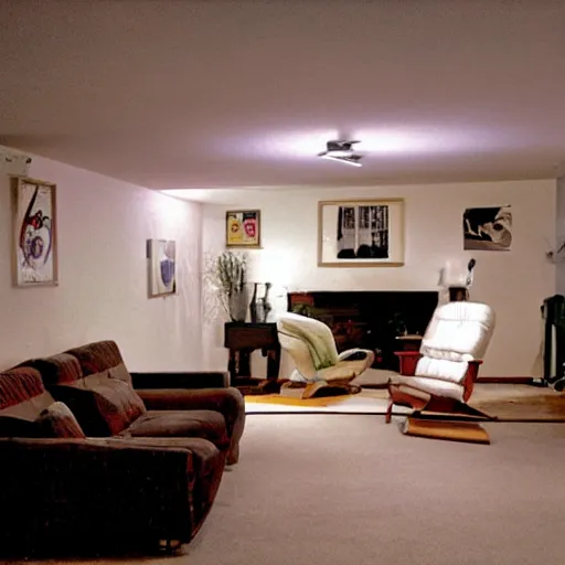 Image similar to basement of a furnished 1970s house