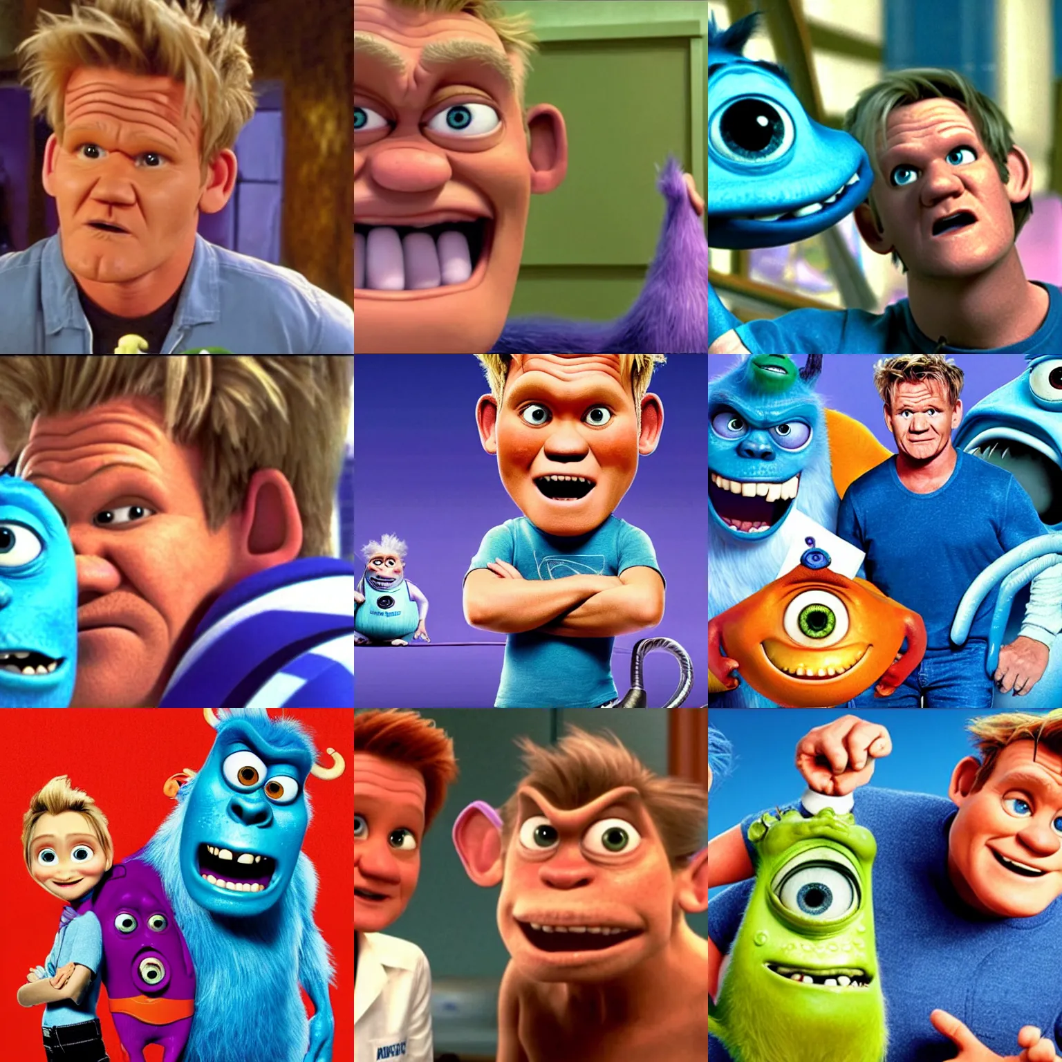 Prompt: gordon ramsay in monsters inc (2001), movie, high quality