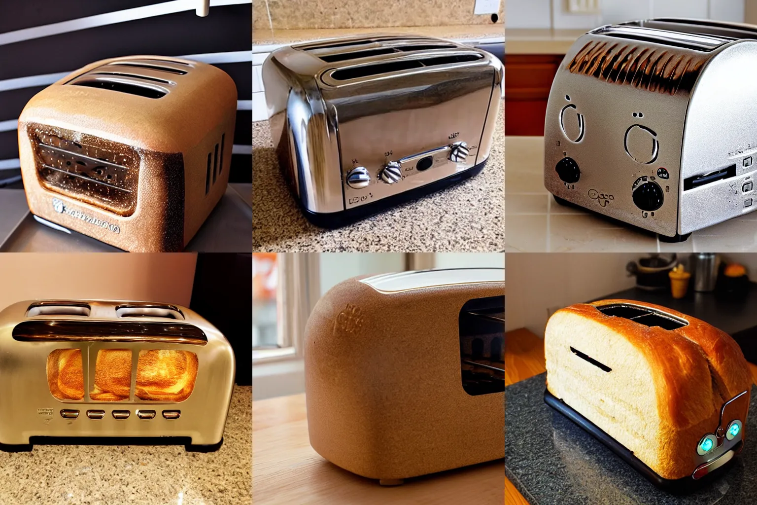 Prompt: A catloaf that is also a toaster