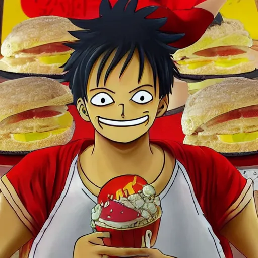 Image similar to luffy in McDonald's