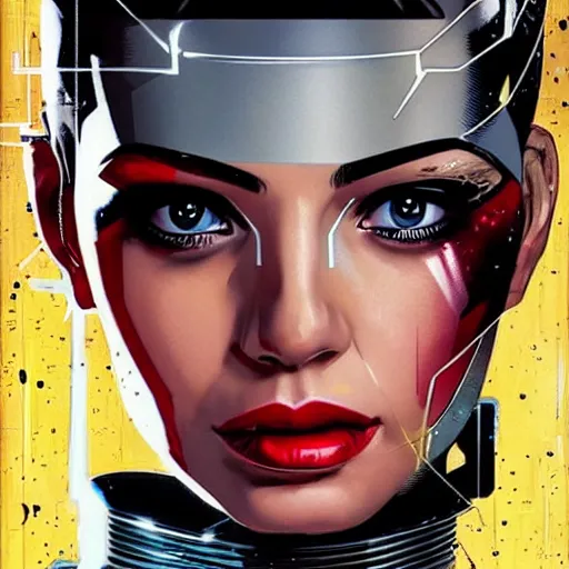 Image similar to portrait of a female android, by MARVEL comics and Sandra Chevrier