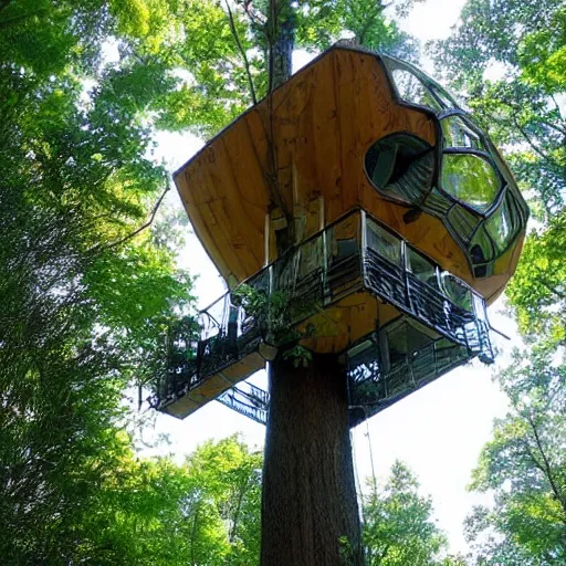 Image similar to futuristic tree house