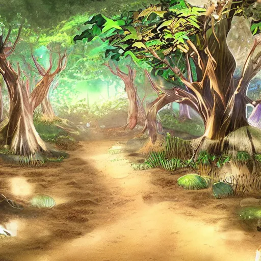 Image similar to a magical Malagasy forest, d&d concept art