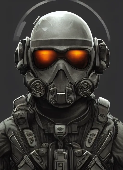 Image similar to spec - ops head, flower logo on forehead, special forces, dark design, artstation, concept art, intricate details