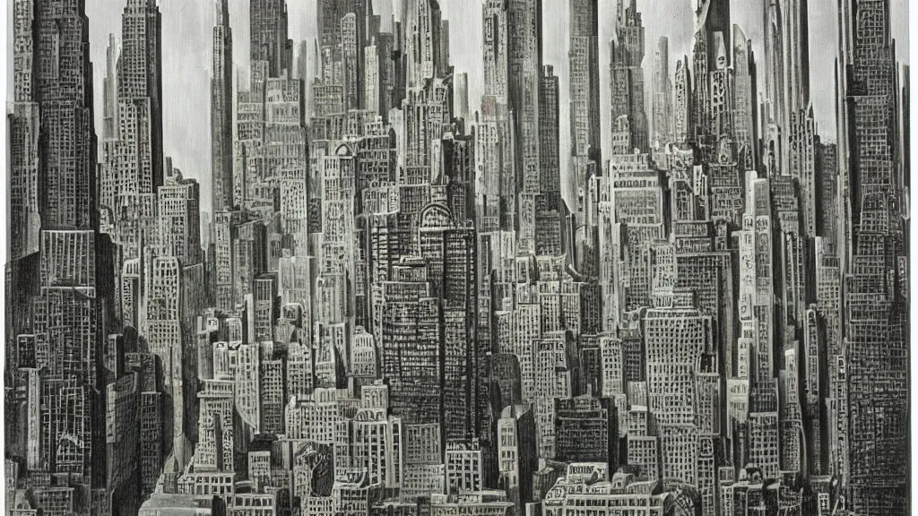 Prompt: pintura de new york by h. r. giger