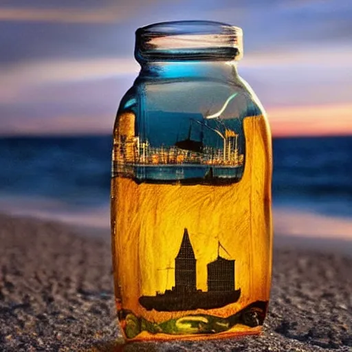 Image similar to a ship in a bottle !dream a ship in a bottle