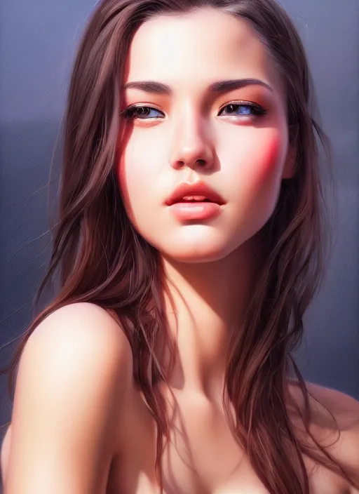 Image similar to photo of a gorgeous young woman in the style of stefan kostic, realistic, sharp focus, 8k high definition, insanely detailed, intricate, elegant, art by stanley lau and artgerm