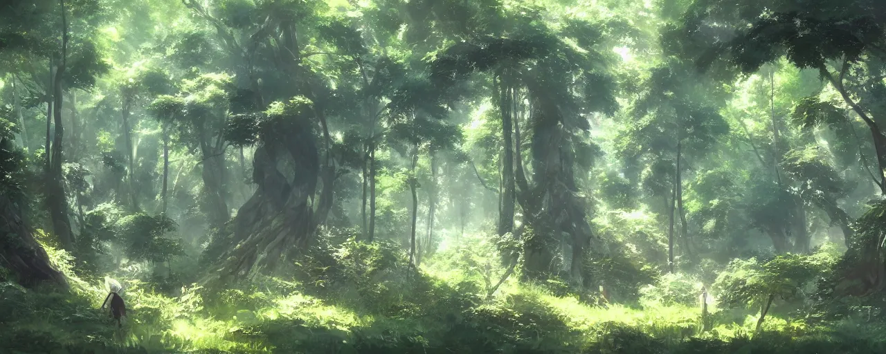 Image similar to the lush forest, trending on pixiv fanbox, painted by greg rutkowski makoto shinkai takashi takeuchi studio ghibli, eugene von guerard, ivan shishkin, john singer sargent