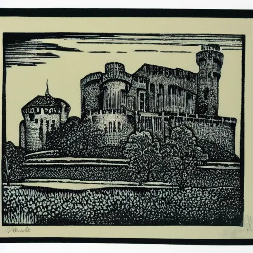 Image similar to Chambéry castle woodblock print