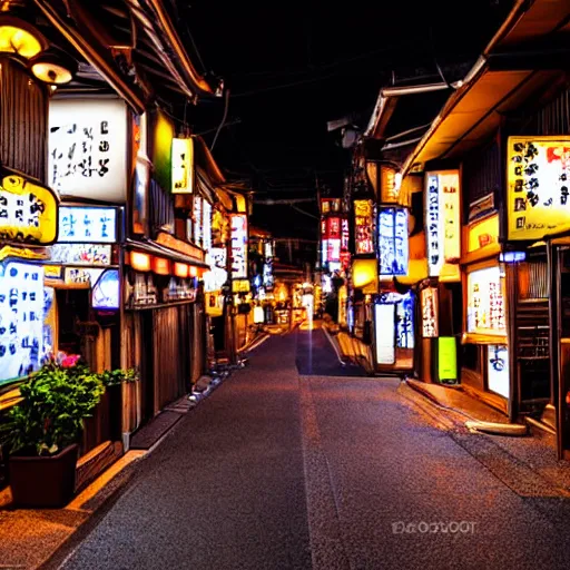 Image similar to beautiful night telephoto of bar streets of Japan photo, dslr, nikon lens, night time photography