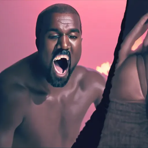 Prompt: kanye screaming from the top of his lungs in the style of the music video for heartless