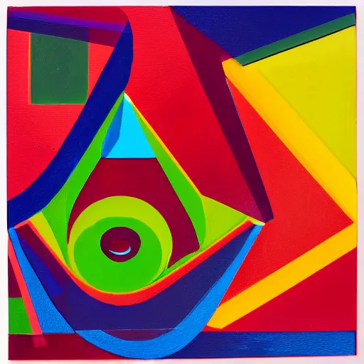 Prompt: A portrait of Sigma, geometric shapes, vibrant colors, spray paint, rounded corners